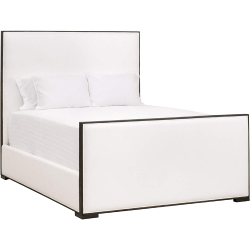 Tailor CA King Bed in LiveSmart Peyton Pearl Fabric & Matte Brown Oak